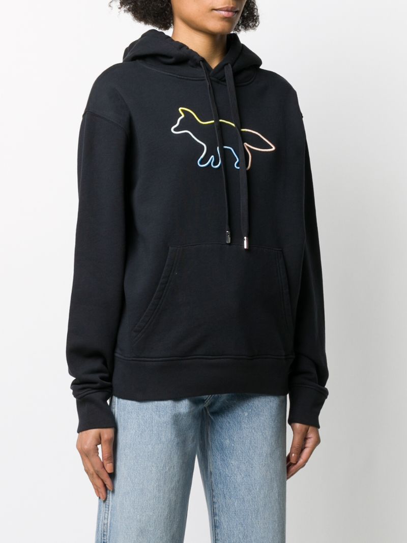 Shop Maison Kitsuné Logo Print Hoodie In Blue