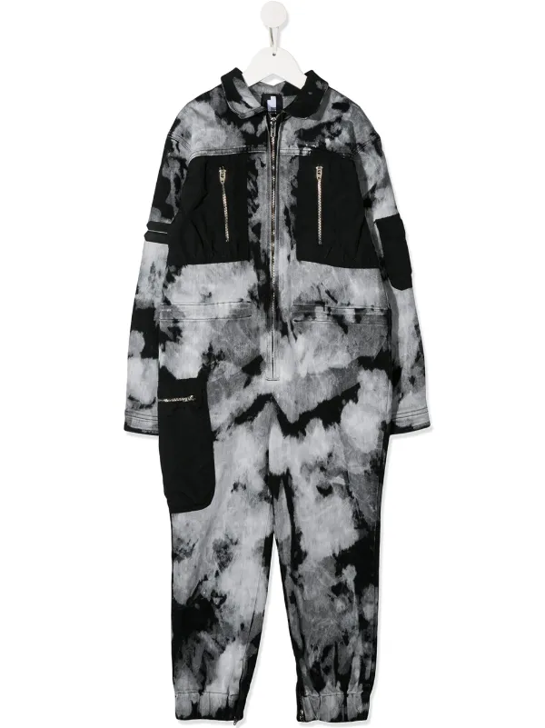 tie dye denim jumpsuit