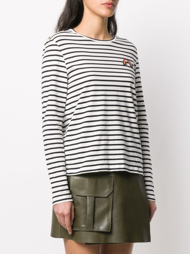 Shop Chinti & Parker Patch-embellished Breton Striped T-shirt In Blue