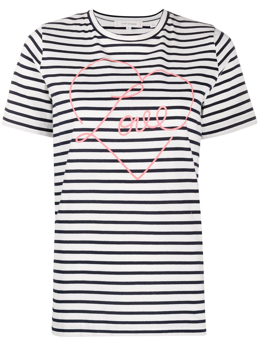 Chinti & Parker Love Print Striped T-shirt In White