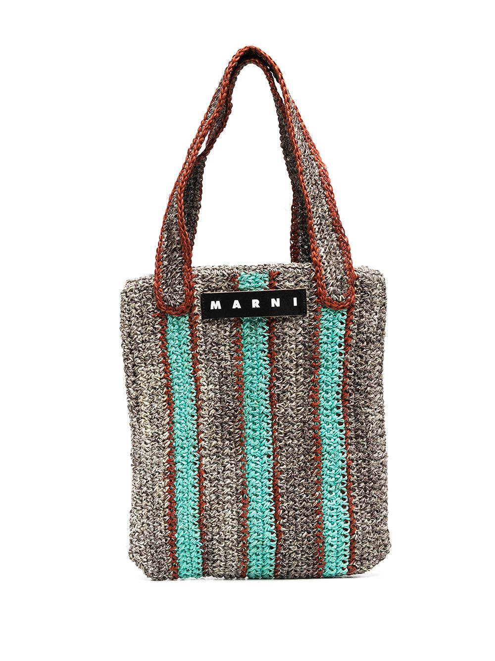 фото Marni market striped crochet shoulder bag