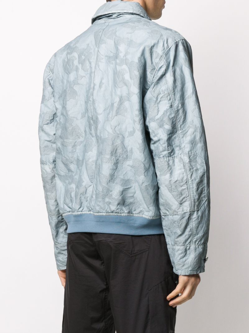 Shop Stone Island Compass-patch Jacquard Jacket In Blue