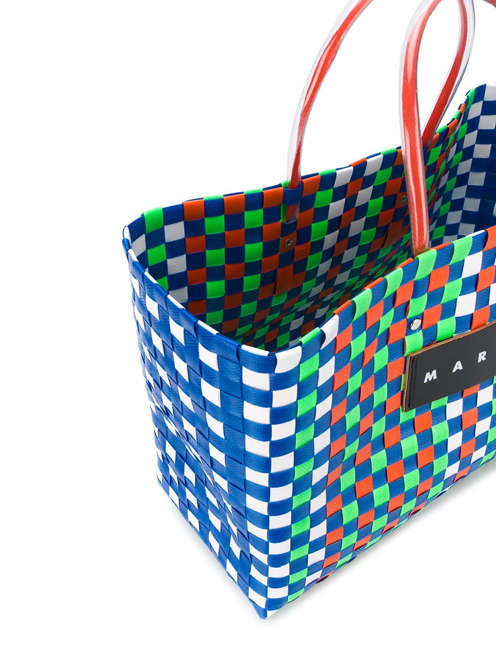 фото Marni market плетеная сумка-тоут с логотипом