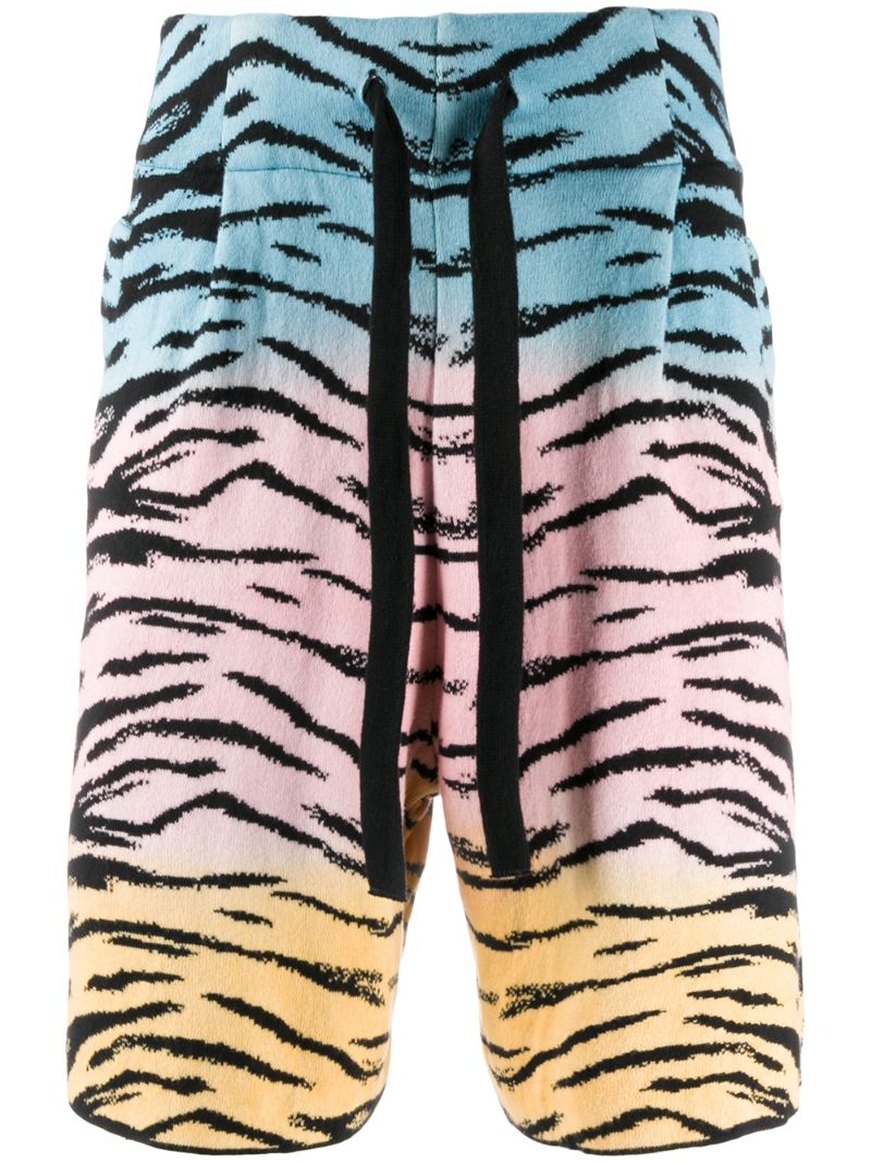 Laneus Zebra Print Drawstring Shorts In Black