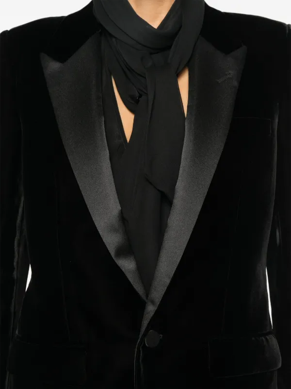 Saint Laurent single breasted Velvet Tuxedo Jacket Black FARFETCH CA