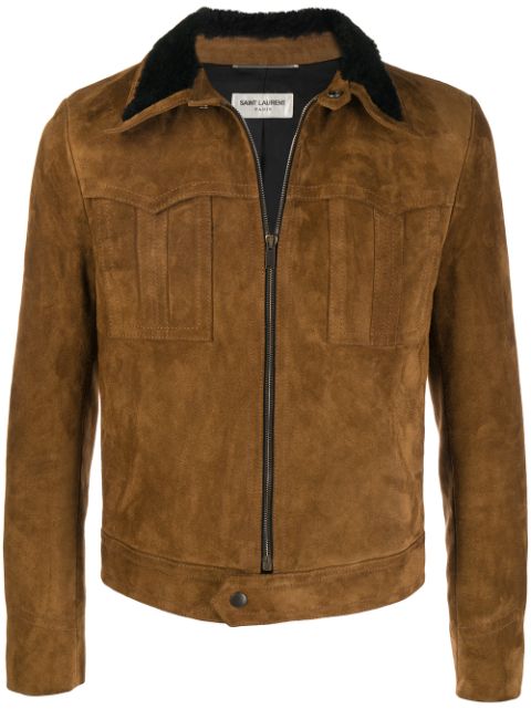 Palm Angels Men's Monogram Leather Track Jacket - Brown - Casual Jackets