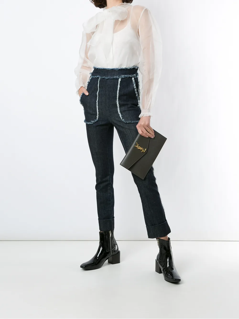 Saint Laurent Clutch met monogram - Grijs