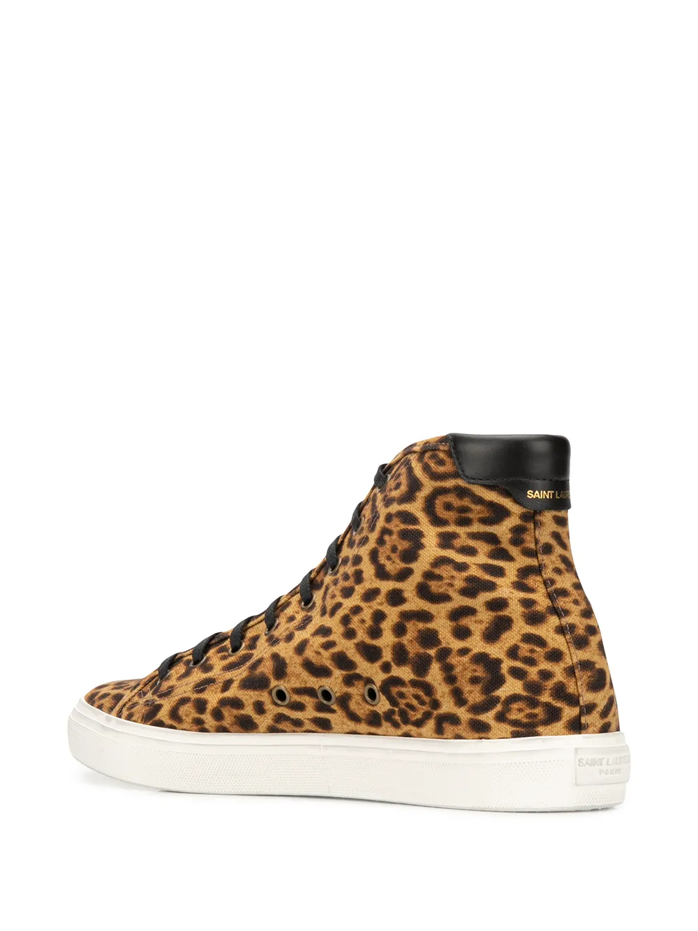 Saint Laurent Malibu leopard print high-top sneakers Brown