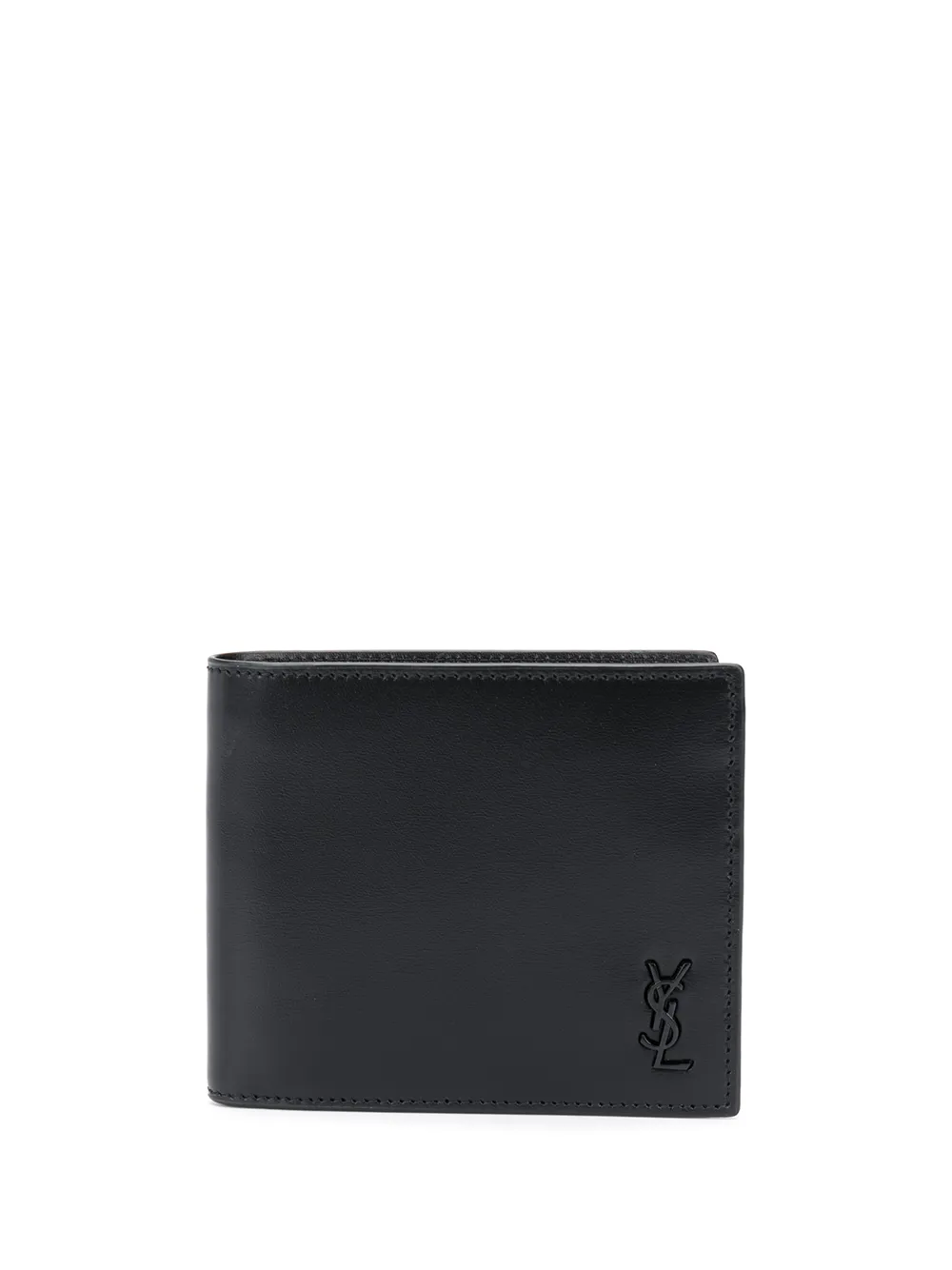 

Saint Laurent cartera plegable con placa del logo - Negro