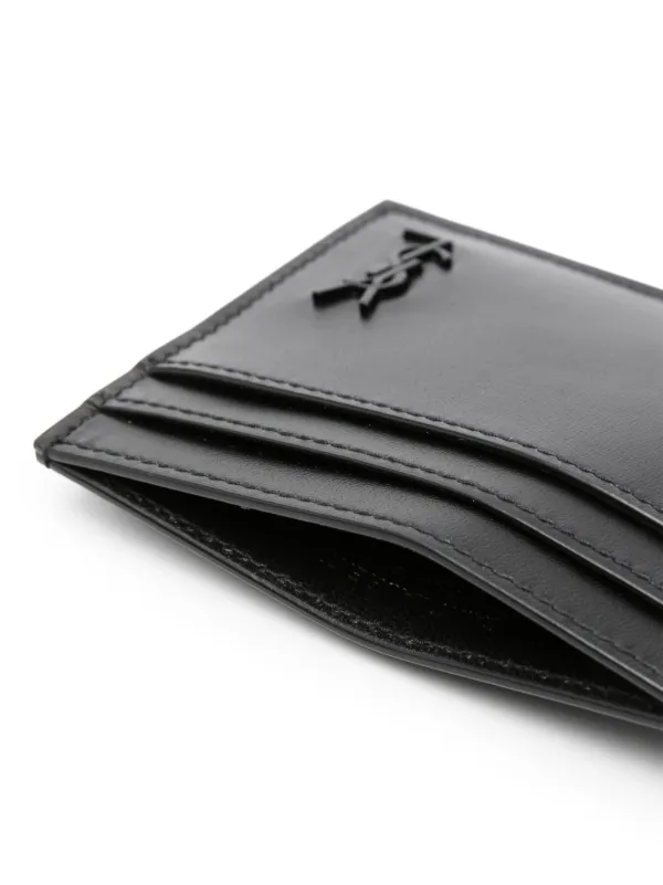 Saint Laurent Cassandre-plaque Leather Card Holder | Black