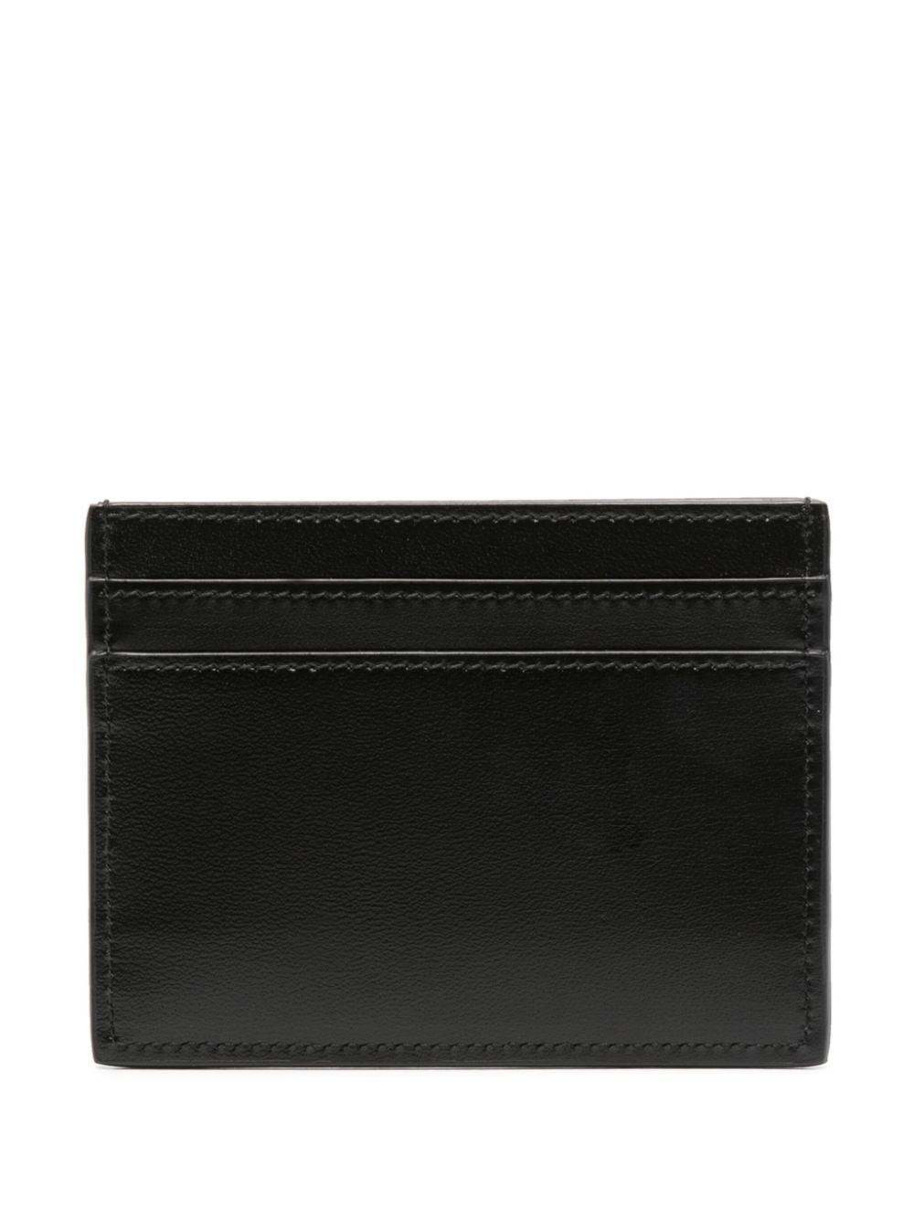 Saint Laurent Cassandre-plaque leather card holder - Black