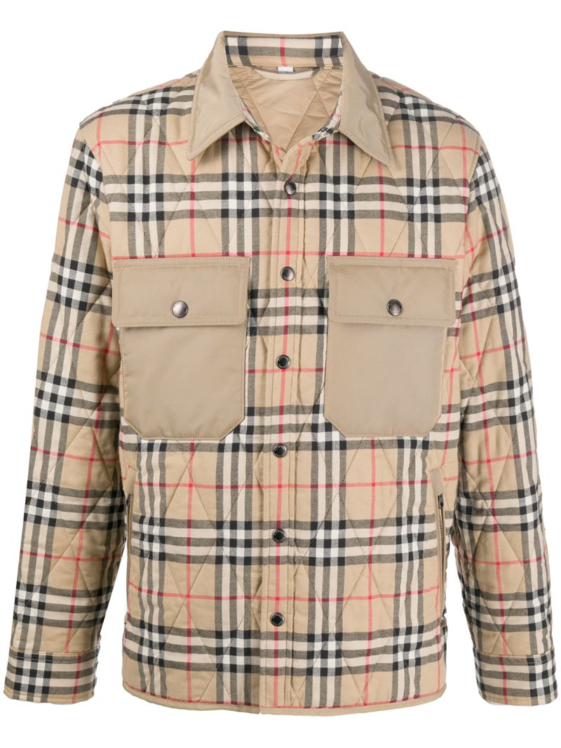 Burberry Vintage Check Quilted Jacket In Neutrals