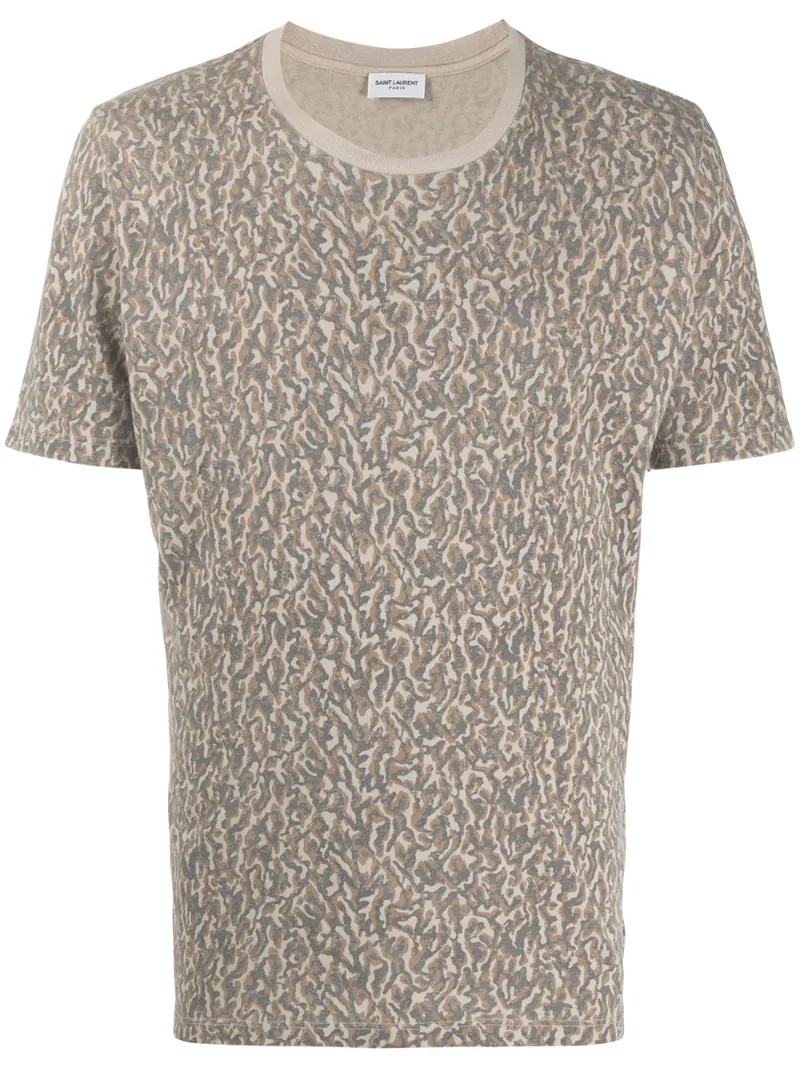 Click to view more detailed imagery on our partner's website Saint Laurent Printed Cotton T-shirt In Neutrals