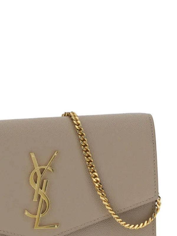 Saint Laurent Uptown Envelope Leather Clutch Bag Neutrals FARFETCH