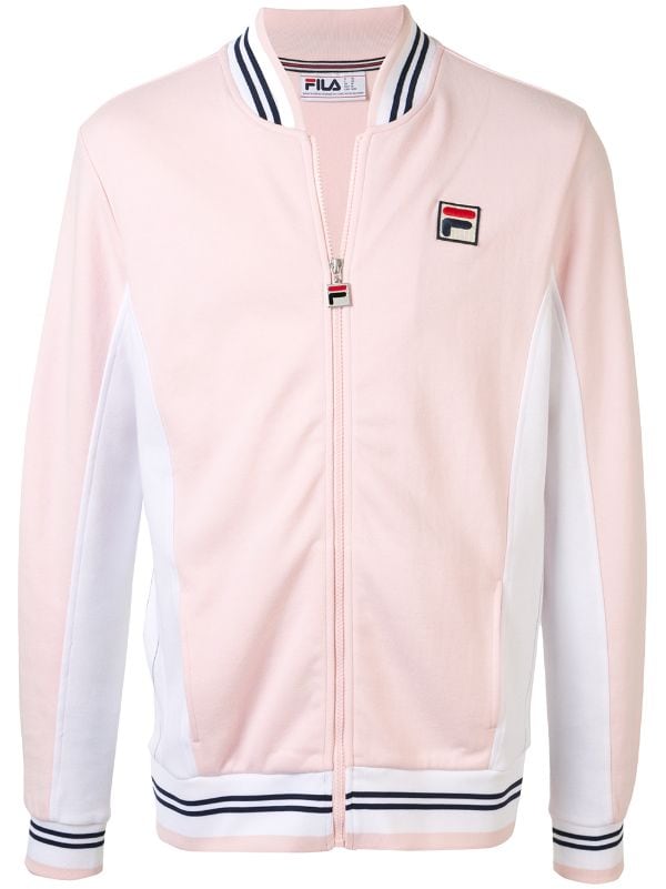 Pink Fila logo embroidered sport jacket 
