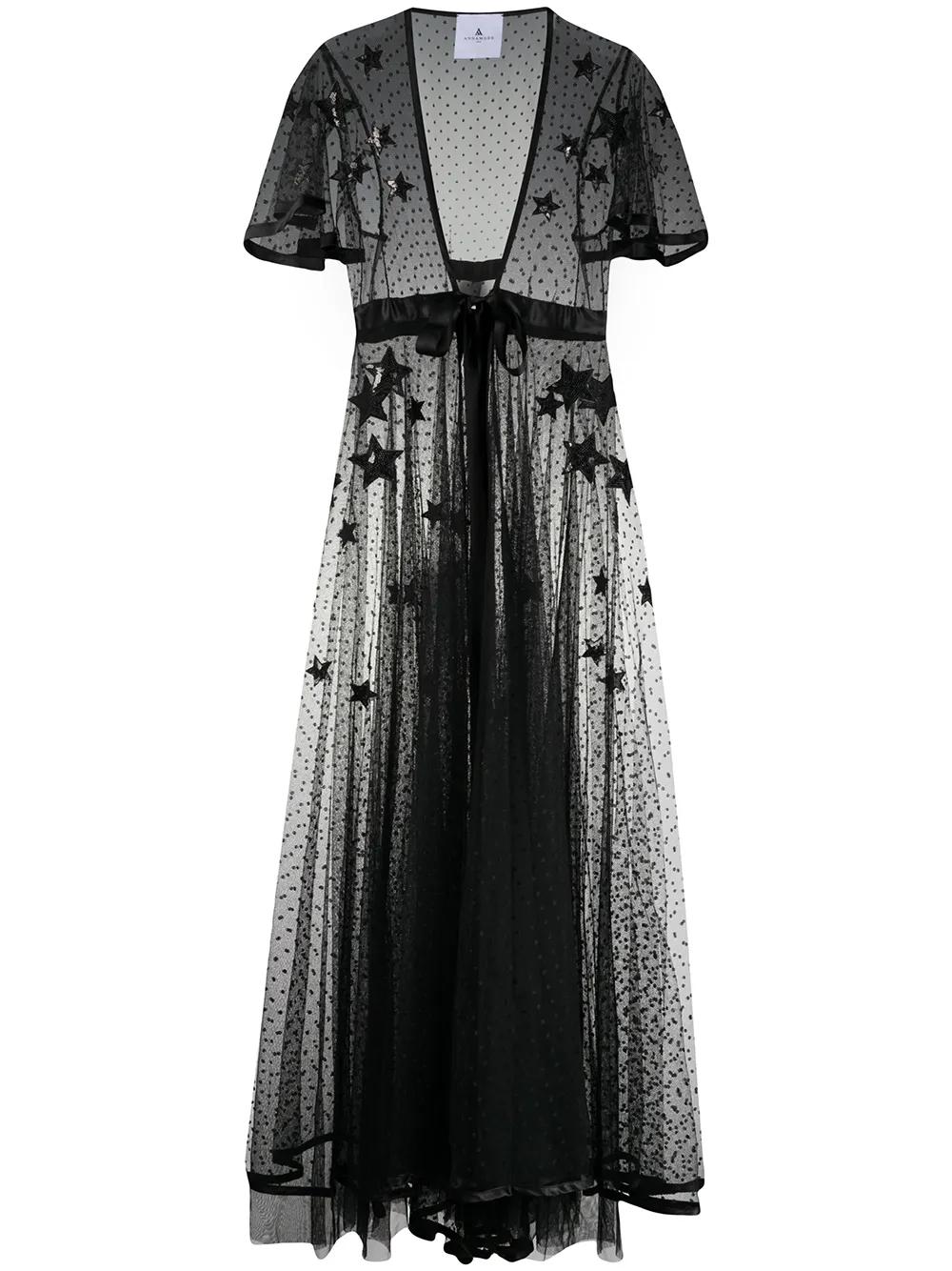 silk star embroidered sheer dress 