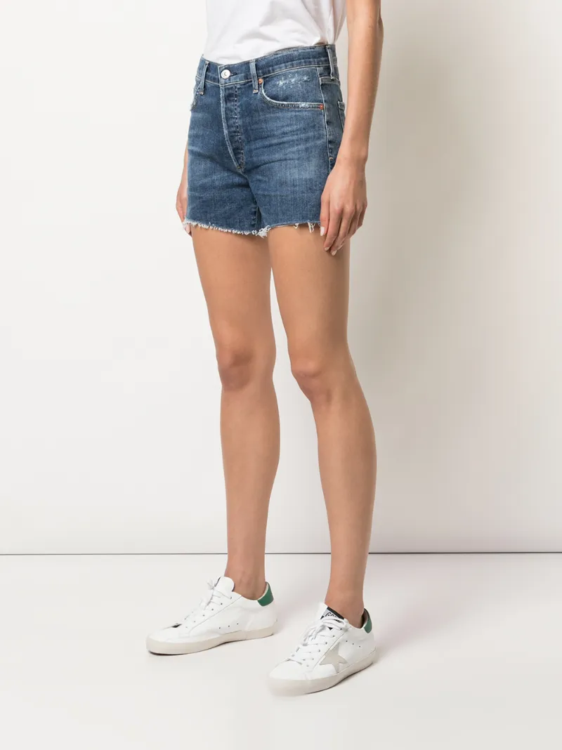 Citizen Of Humanity Marlow Distressed Denim Shorts In Blue