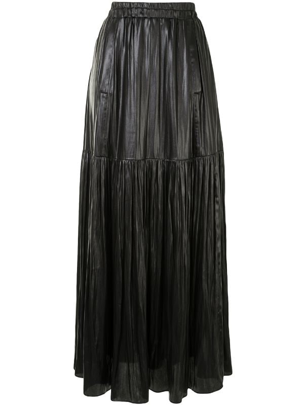 leather pleated maxi skirt