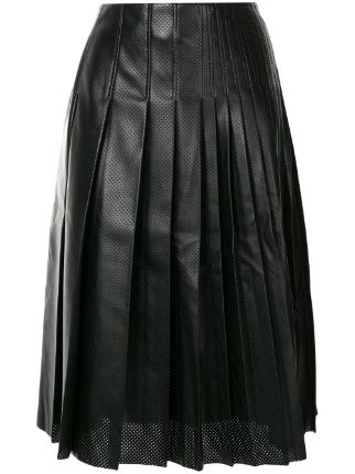 C dric Charlier Perforated Pleated Midi Skirt Farfetch