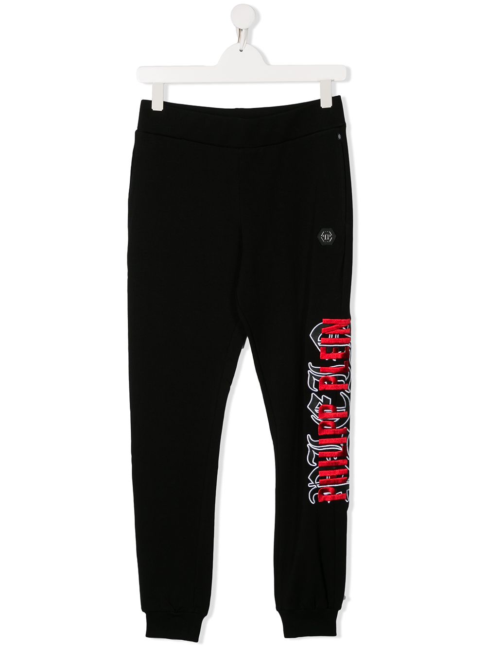 Philipp Plein Junior Teen Embroidered Logo Trousers In 黑色