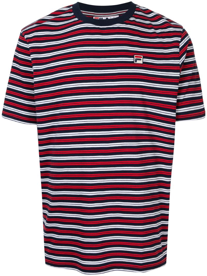 Fila Striped Crew Neck T-shirt In Blue