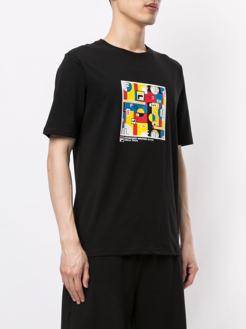 Shop Fila Logo Square Print T-shirt In Black