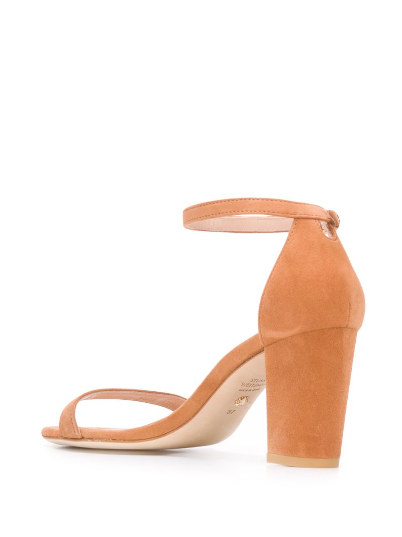 Shop Stuart Weitzman Nearly Nude Chunky-heel Sandals In Brown