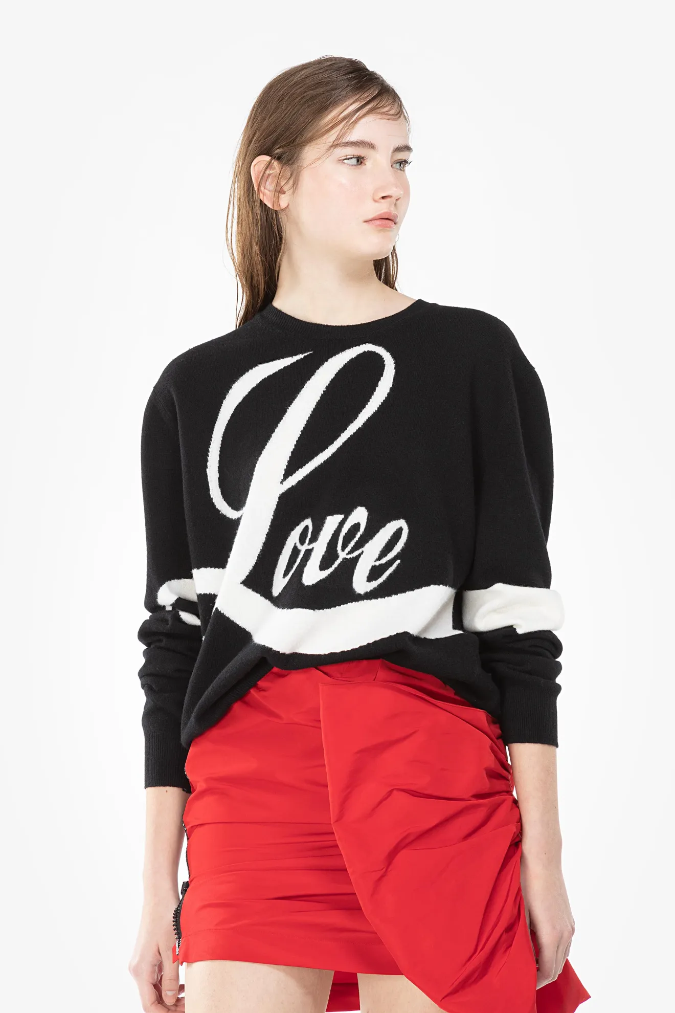 Intarsia 'Love' Sweater in black | N°21 