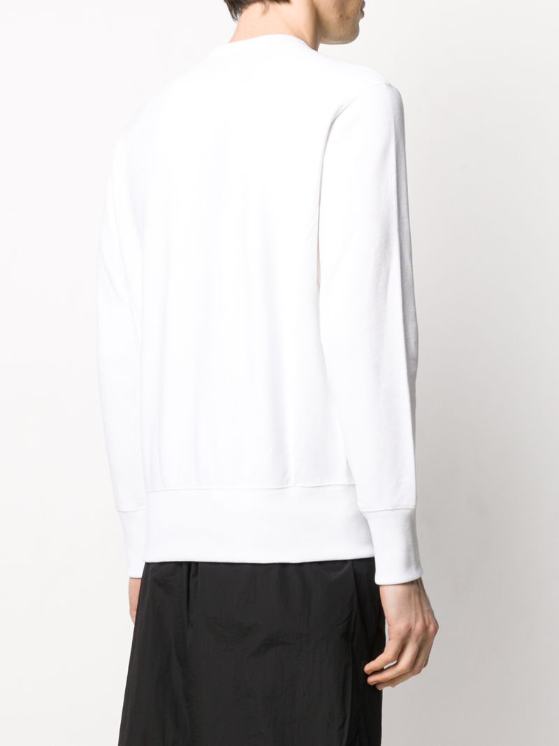 Shop Champion Embroidered Logo Crew-neck Sweatshirt In White