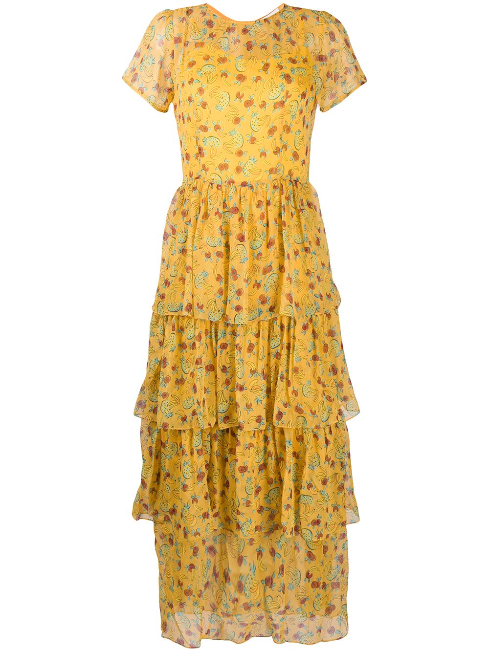 фото Hvn ярусное платье с цветочным принтом