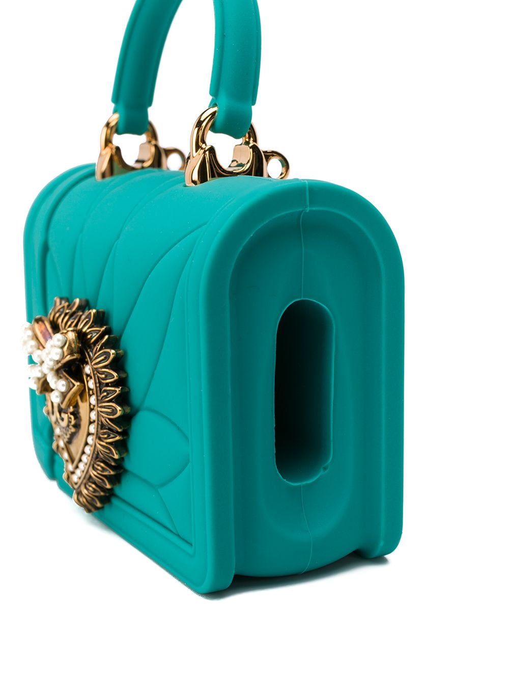 Shop Dolce & Gabbana Devotion Airpods Holder In Green