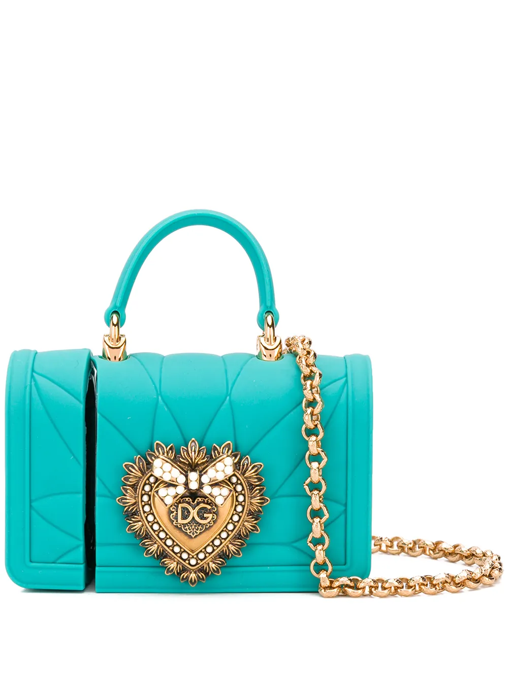 Dolce & Gabbana Mini Quilted Leather Devotion Bag In Green