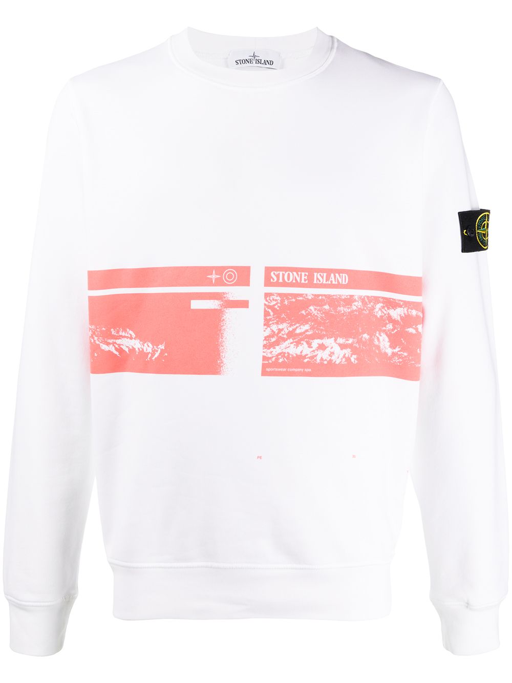 Stone Island Graphic-print Crew Neck Sweatshirt In White