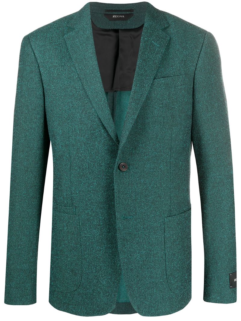 Z Zegna Slim-fit Blazer In Green