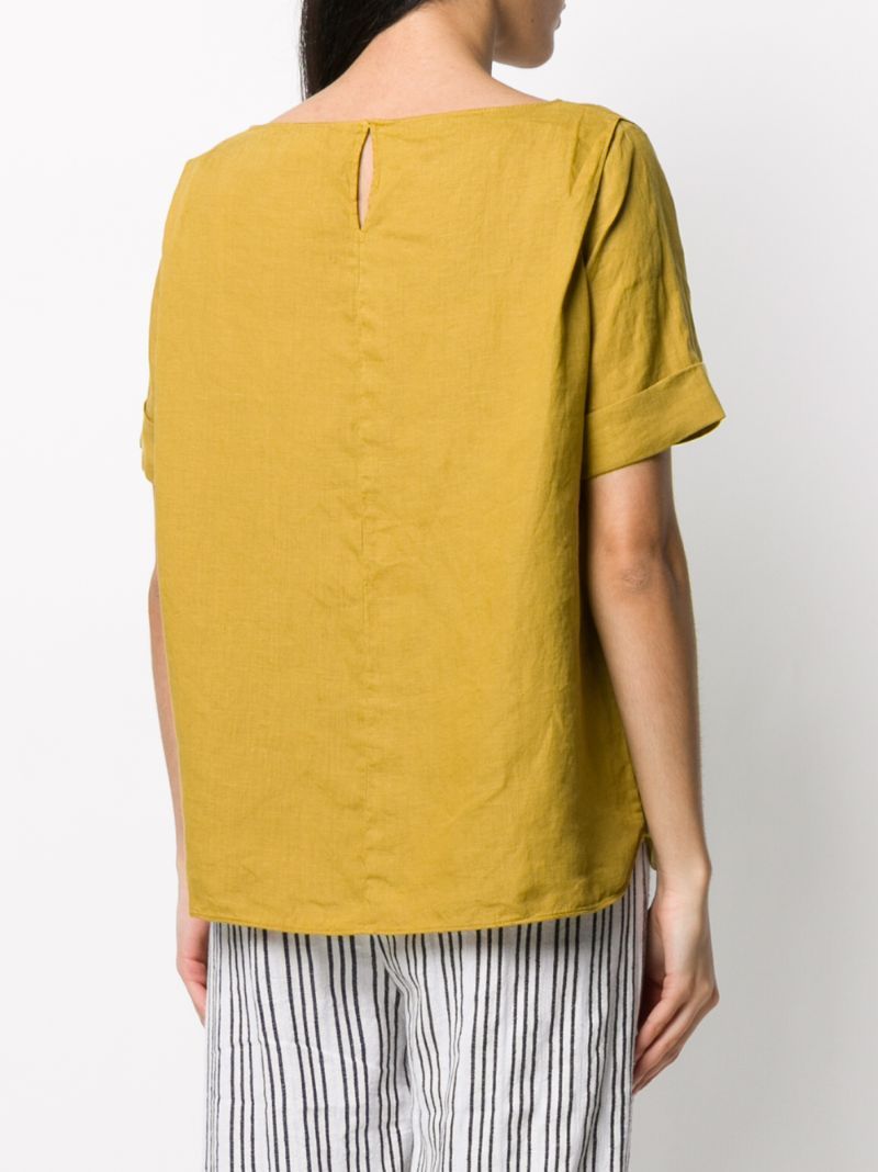 Shop Aspesi Turned Up Short Sleeve Top In Yellow