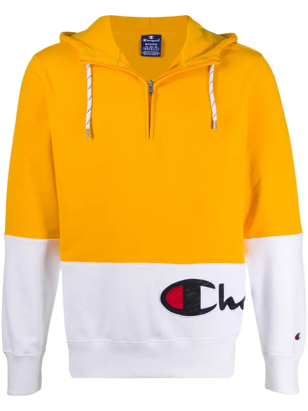 orange and white champion hoodie