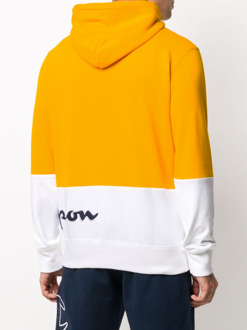 Shop Champion Block Panelled Hoodie In Yellow