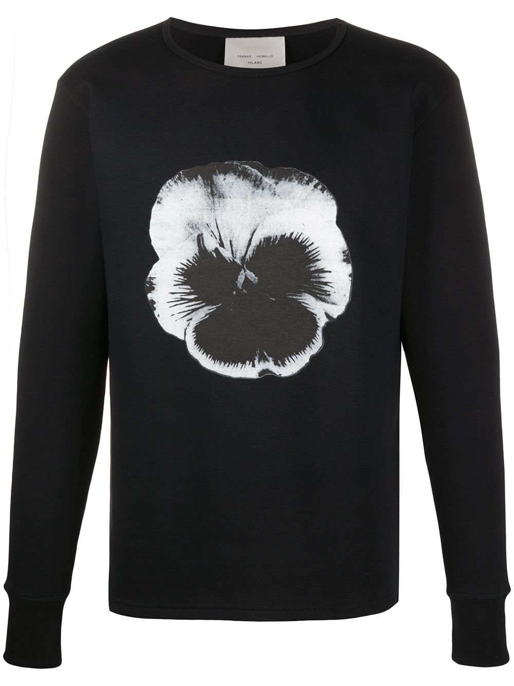 Shop Frankie Morello Crew Neck Flower Print Sweater In Black