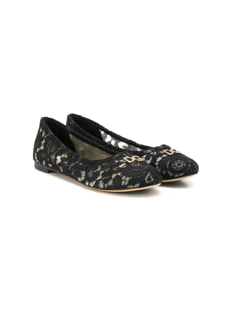 Dolce & Gabbana Kids TEEN floral lace ballerina shoes