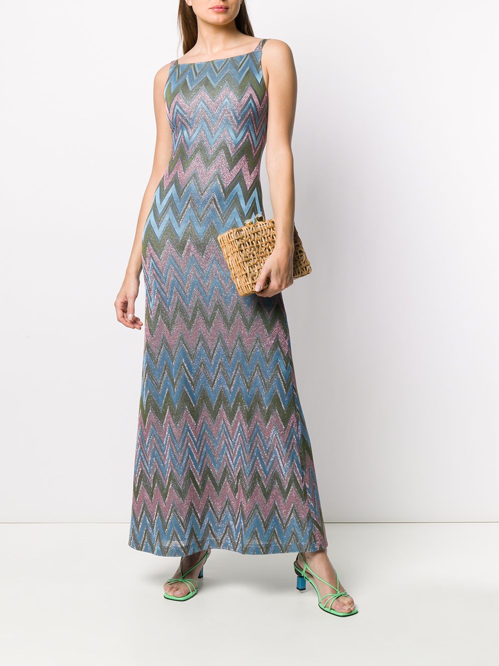 фото M missoni длинное платье с узором зигзаг