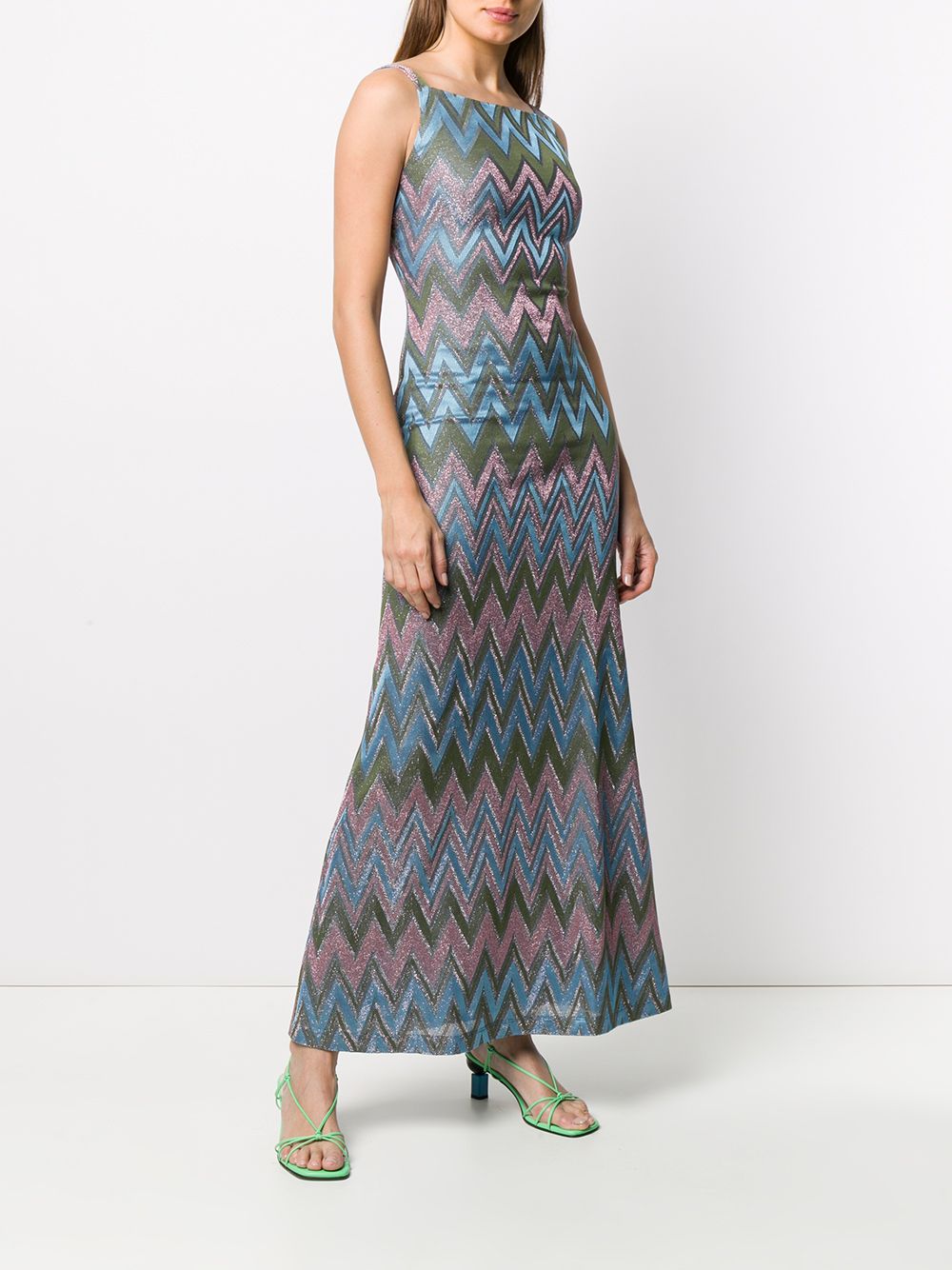 фото M missoni длинное платье с узором зигзаг