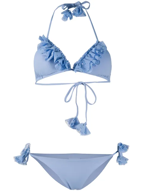 Fisico ruffled sequin embellished bikini