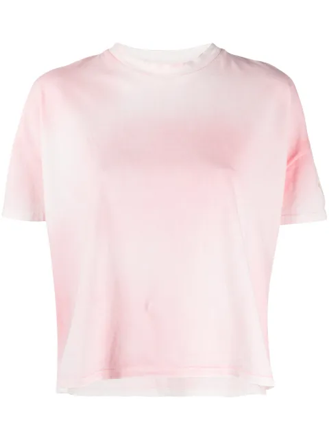 Shop Moncler cropped tie-dye T-shirt 