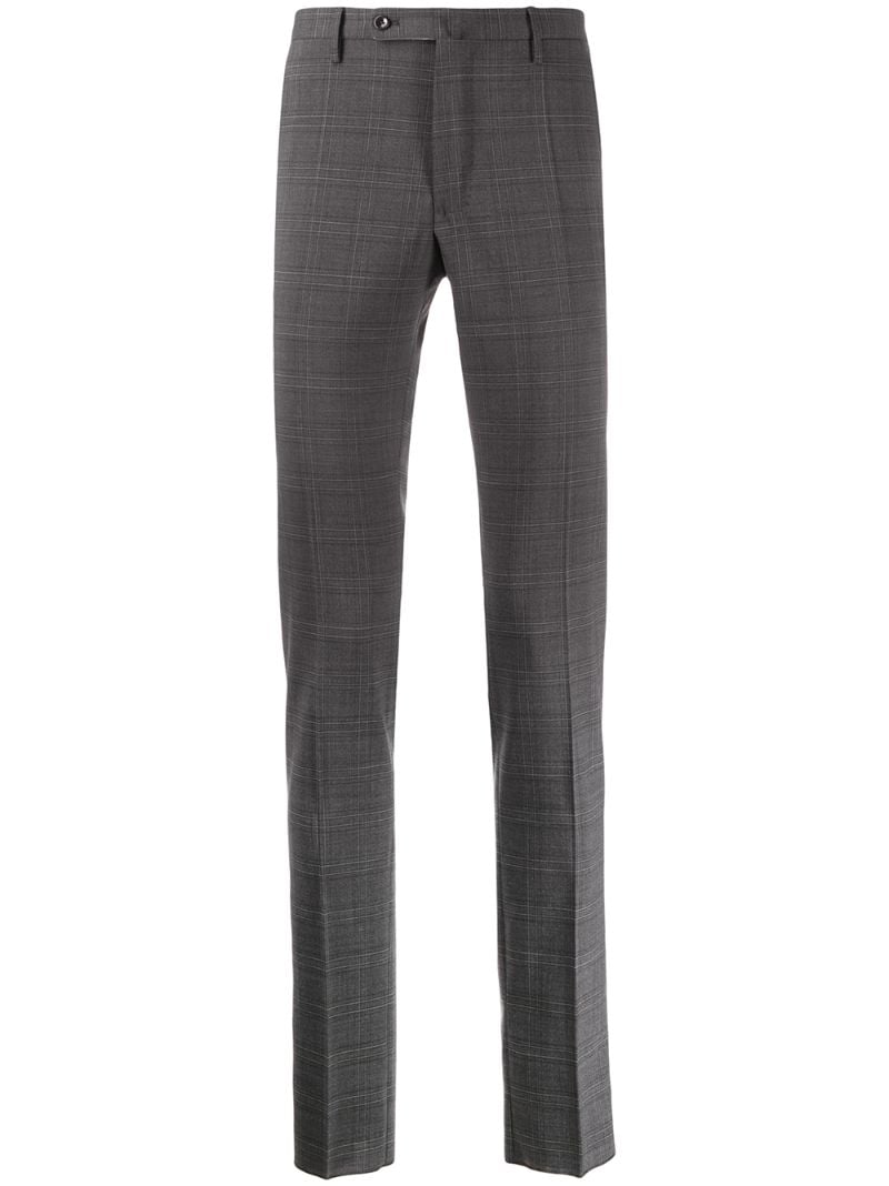 Incotex Check Print Straight-leg Trousers In Grey