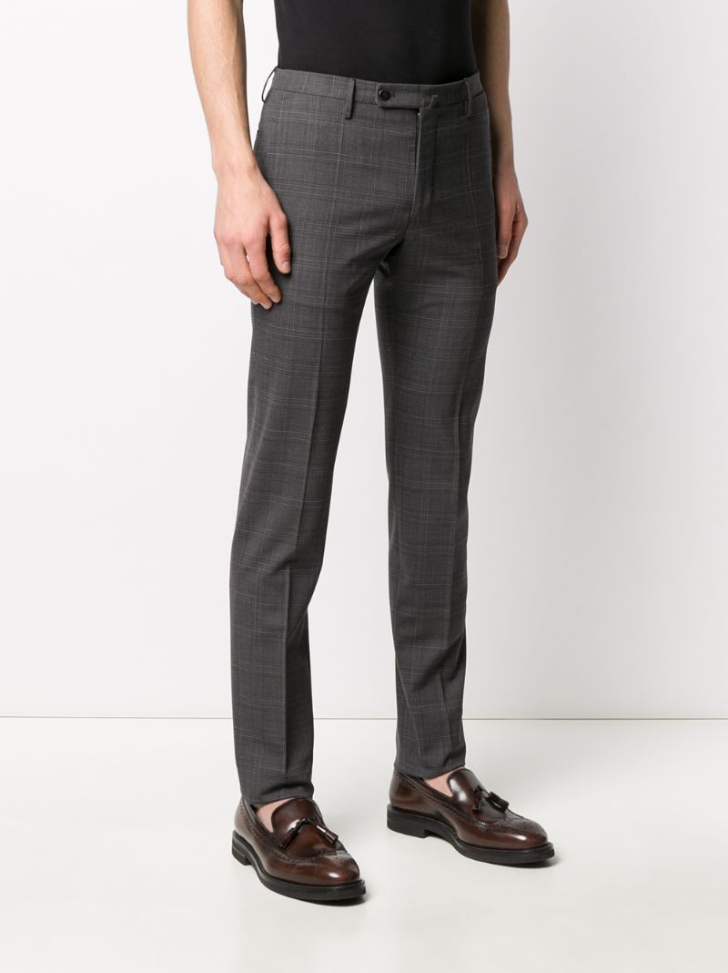 Shop Incotex Check Print Straight-leg Trousers In Grey