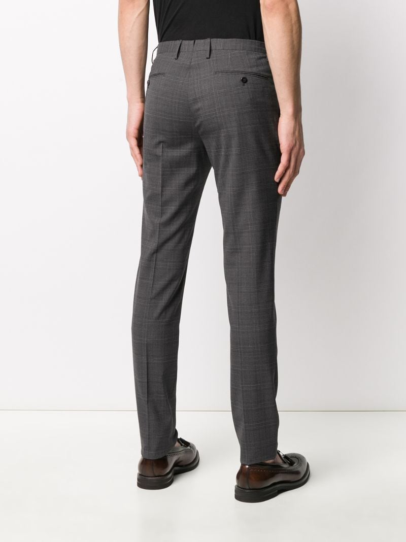 Shop Incotex Check Print Straight-leg Trousers In Grey