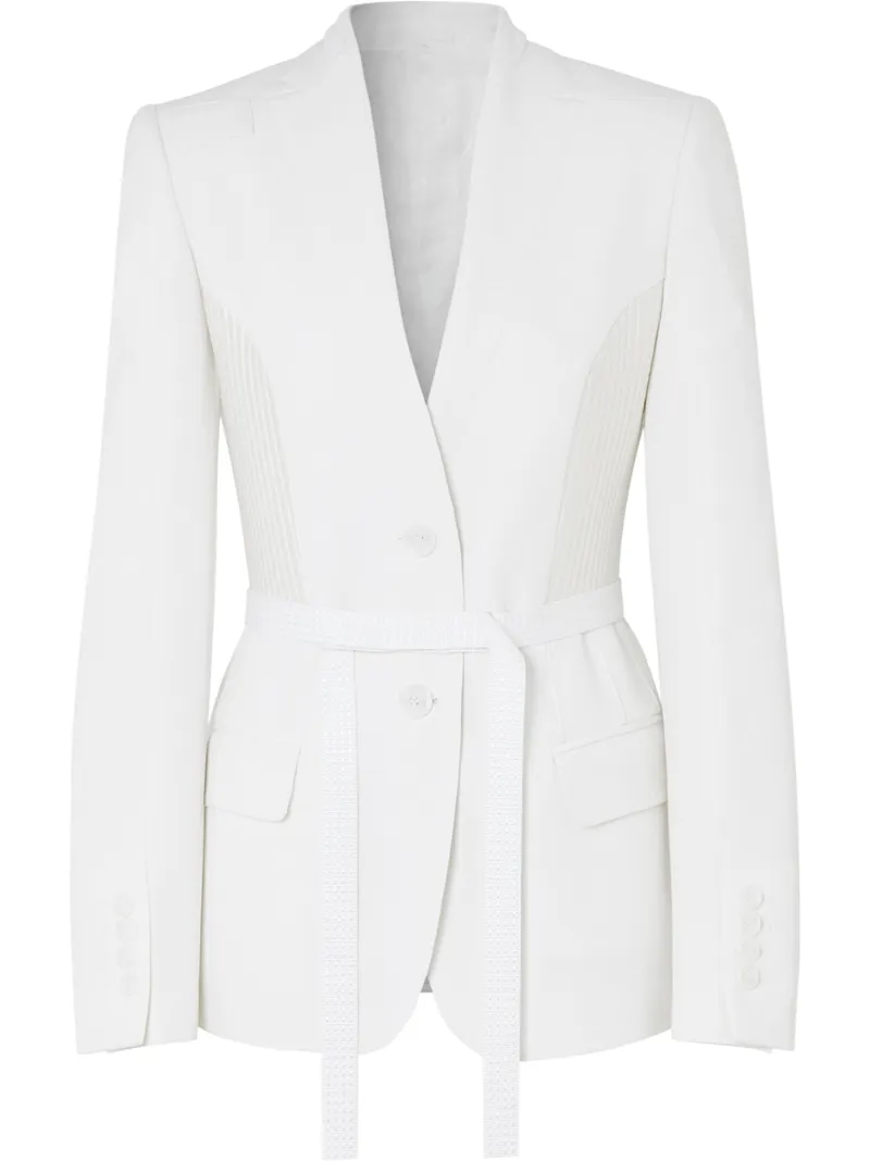 Burberry Single-breasted Belted Blazer In White