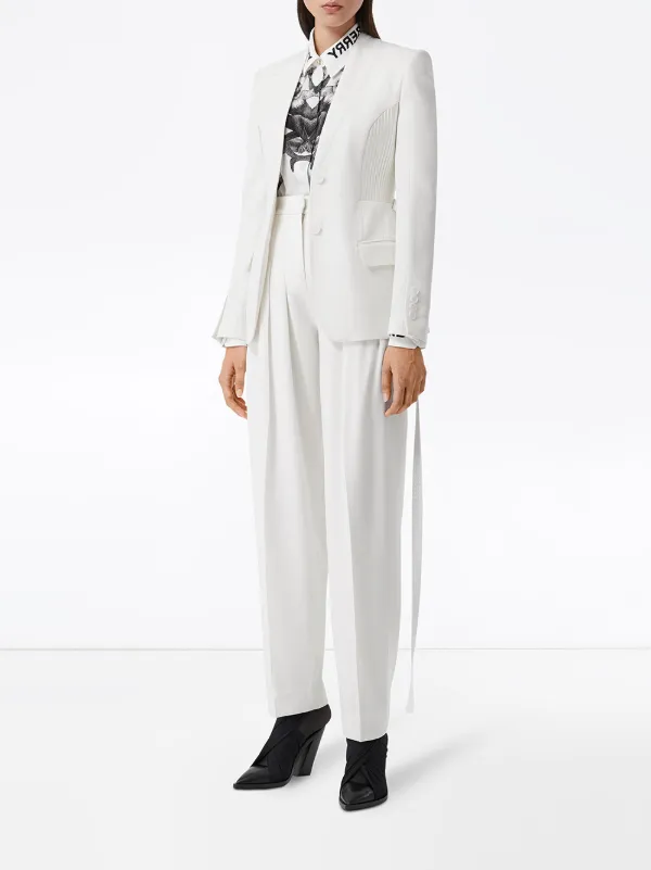 Burberry single-breasted Belted Blazer | White | FARFETCH