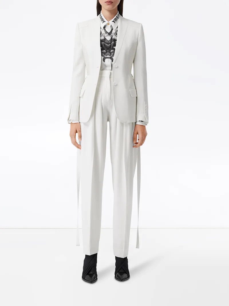 Burberry Single-breasted Belted Blazer In White