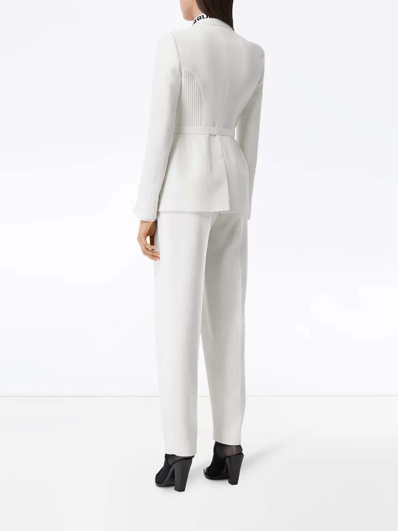 Burberry Single-breasted Belted Blazer In White